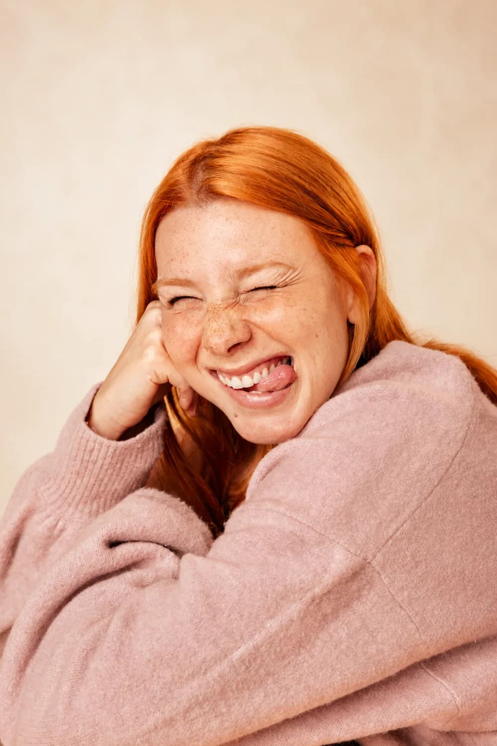A smiling woman happy after connecting with her professional